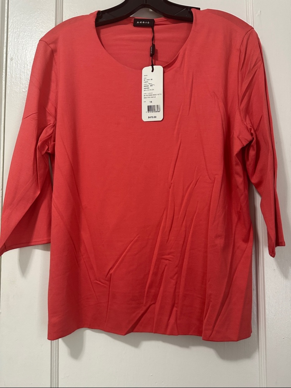 Akris Coral Long-Sleeve Scoop Neck Top